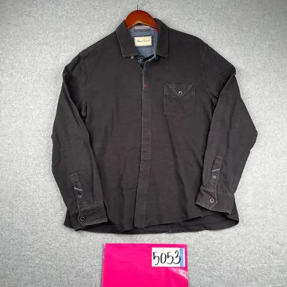 Robert Graham Shirt Large Black Button Up Long Sleeve Pocket Casual Mens - Picture 1 of 13